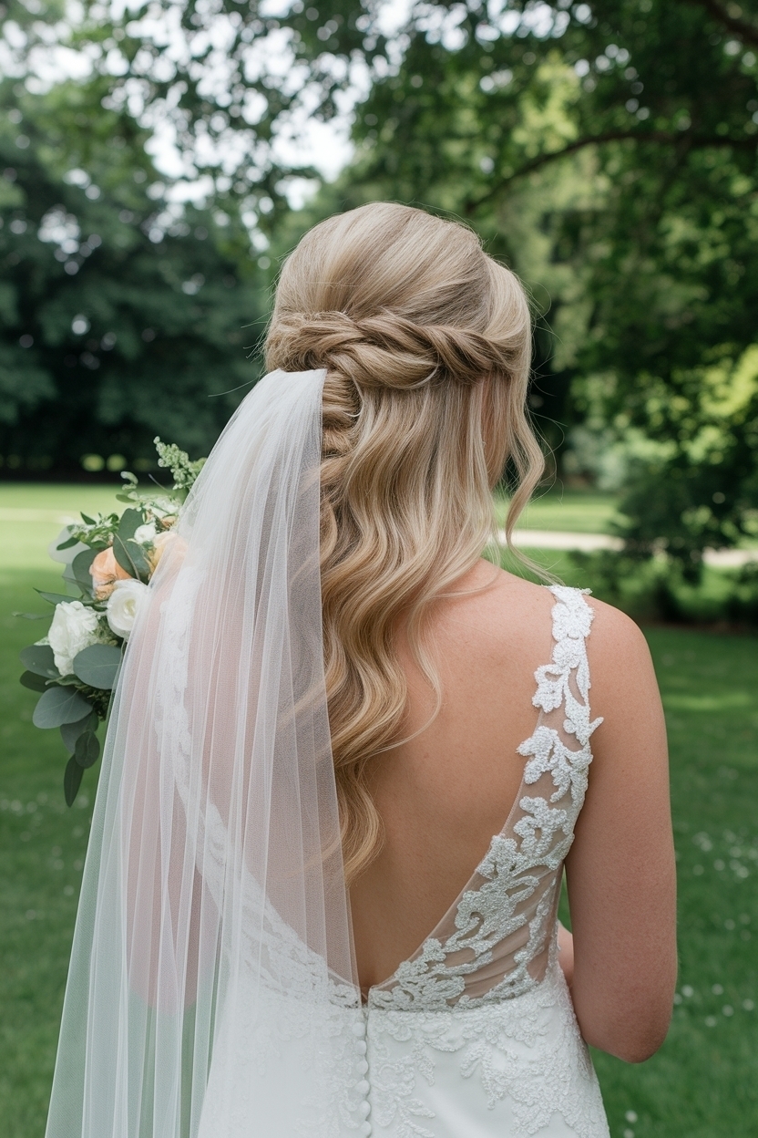 Wedding Hairstyles Half Up Half Down with Veil Inspiration outfit idea