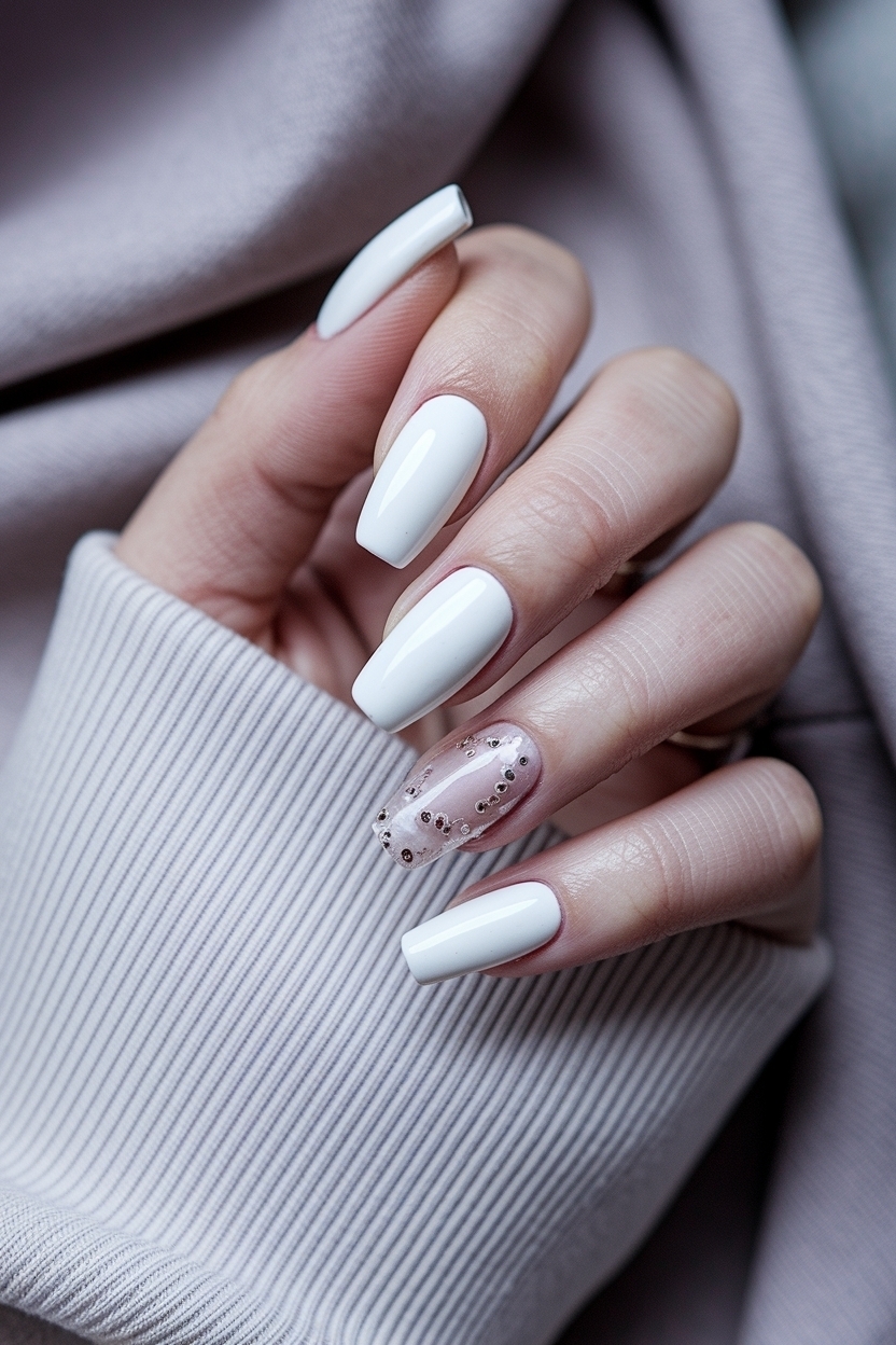 White Acrylic Nails with Design: Elegant Seasonal Styles outfit idea