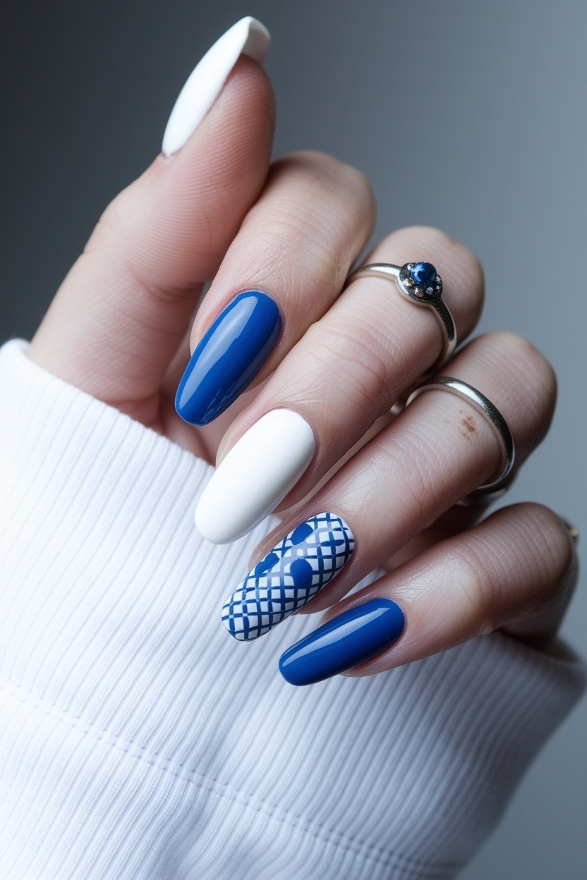 Beautiful White and Blue Nail Designs to Try outfit idea