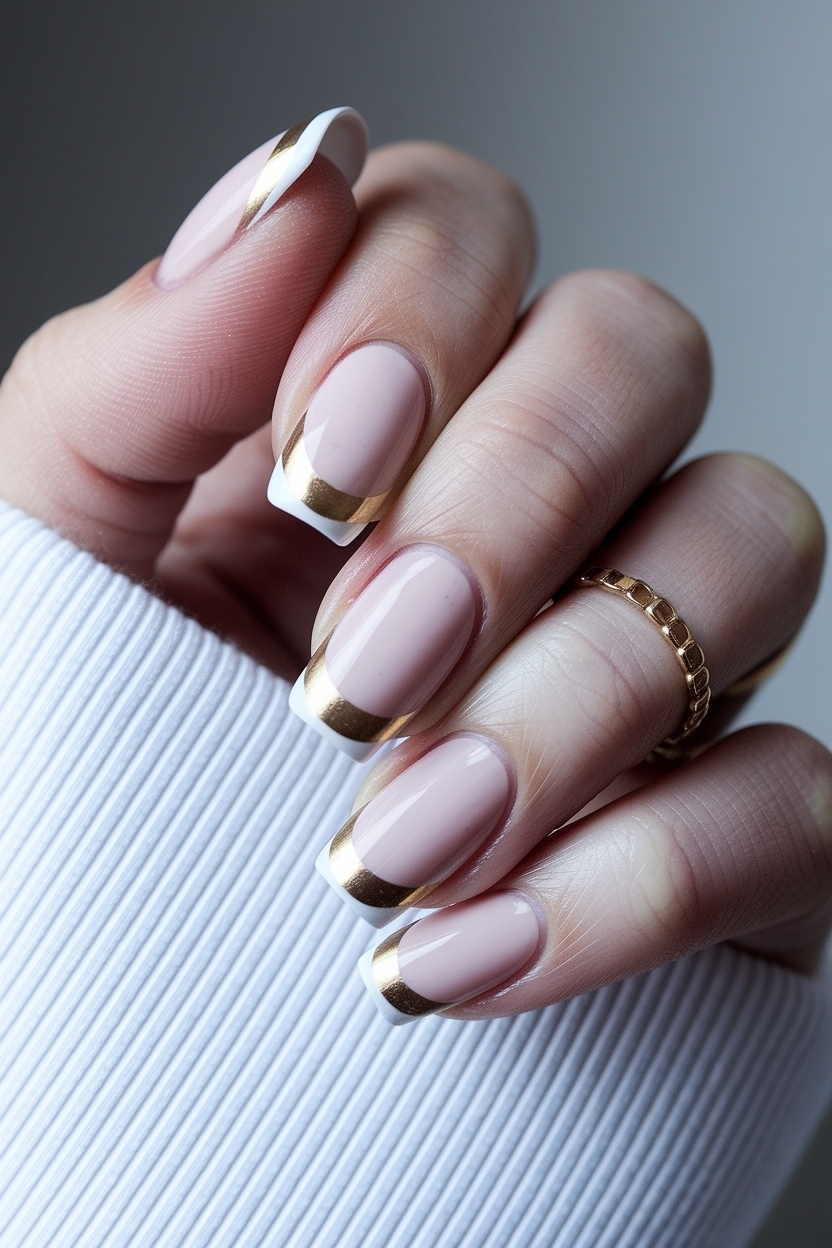 Classic White and Gold French Tip Nails for Timeless Beauty outfit idea