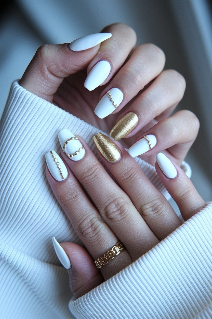 Chic White and Gold Nail Designs to Brighten Up Your Style outfit idea