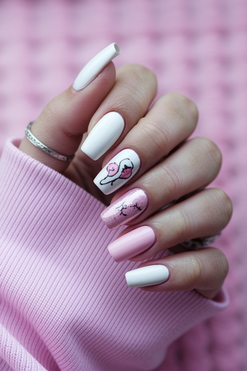 White and Pink Nails with Designs: Elevate Your Style outfit idea