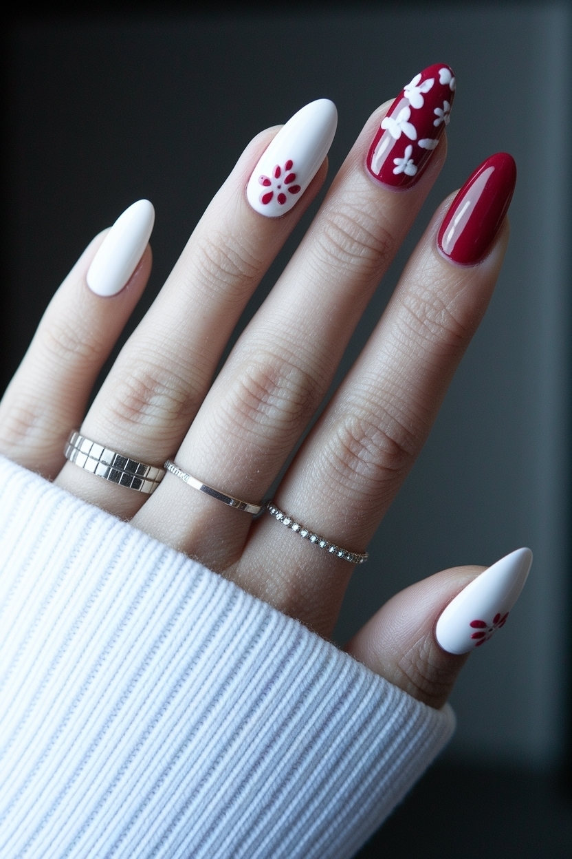 White and Red Nails Ideas for Holiday Cheer outfit idea