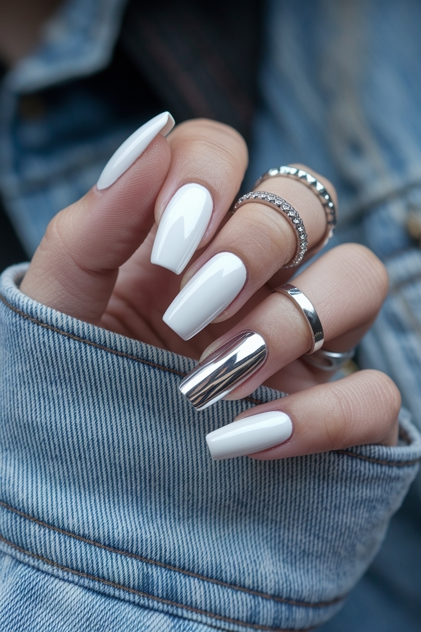 White Chrome Nails With Design: Creative Options to Explore outfit idea