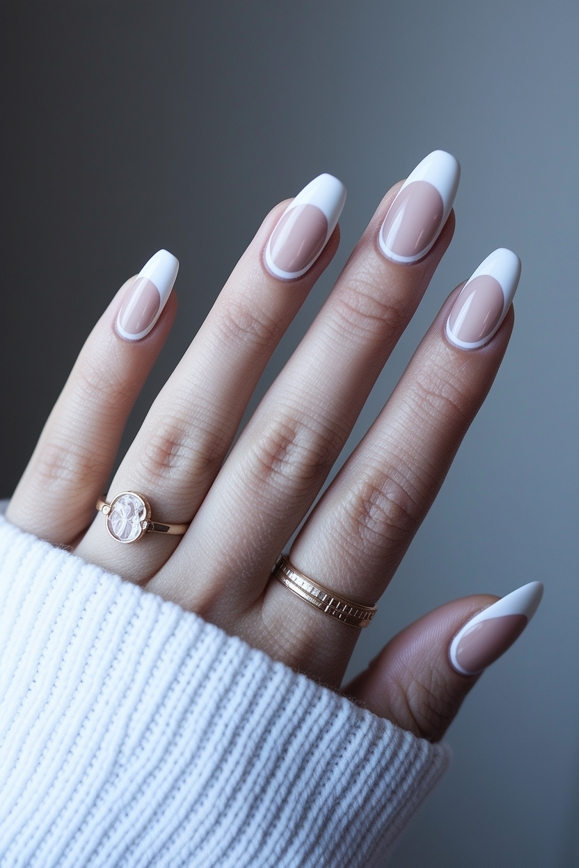 White French Tip Nails Almond: Timeless Beauty in Style outfit idea