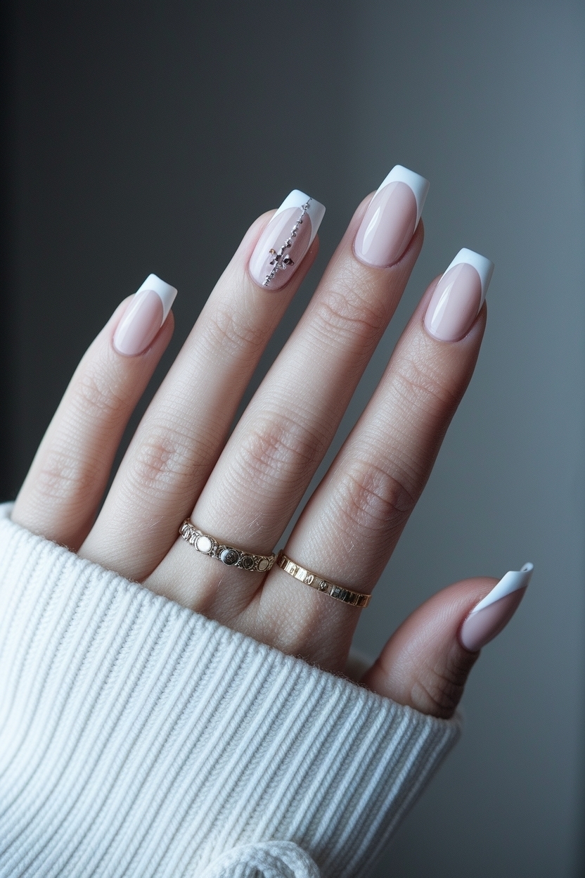 White French Tip Nails with Design: Timeless Elegance Tips outfit idea