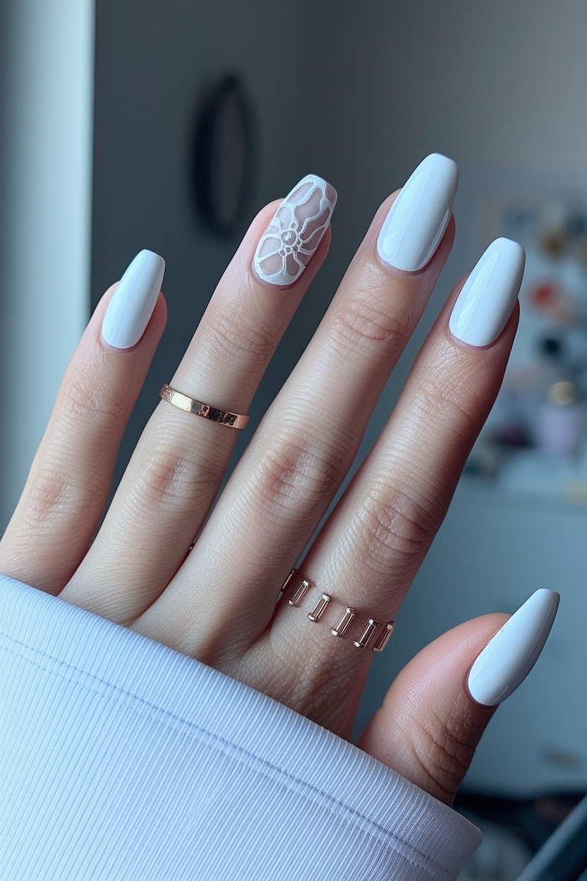 White Gel Nails with Design: Long-Lasting Elegance outfit idea