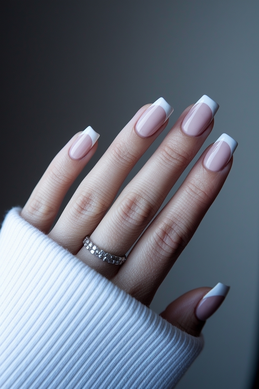 Classic White Nails with French Tip for Timeless Appeal outfit idea