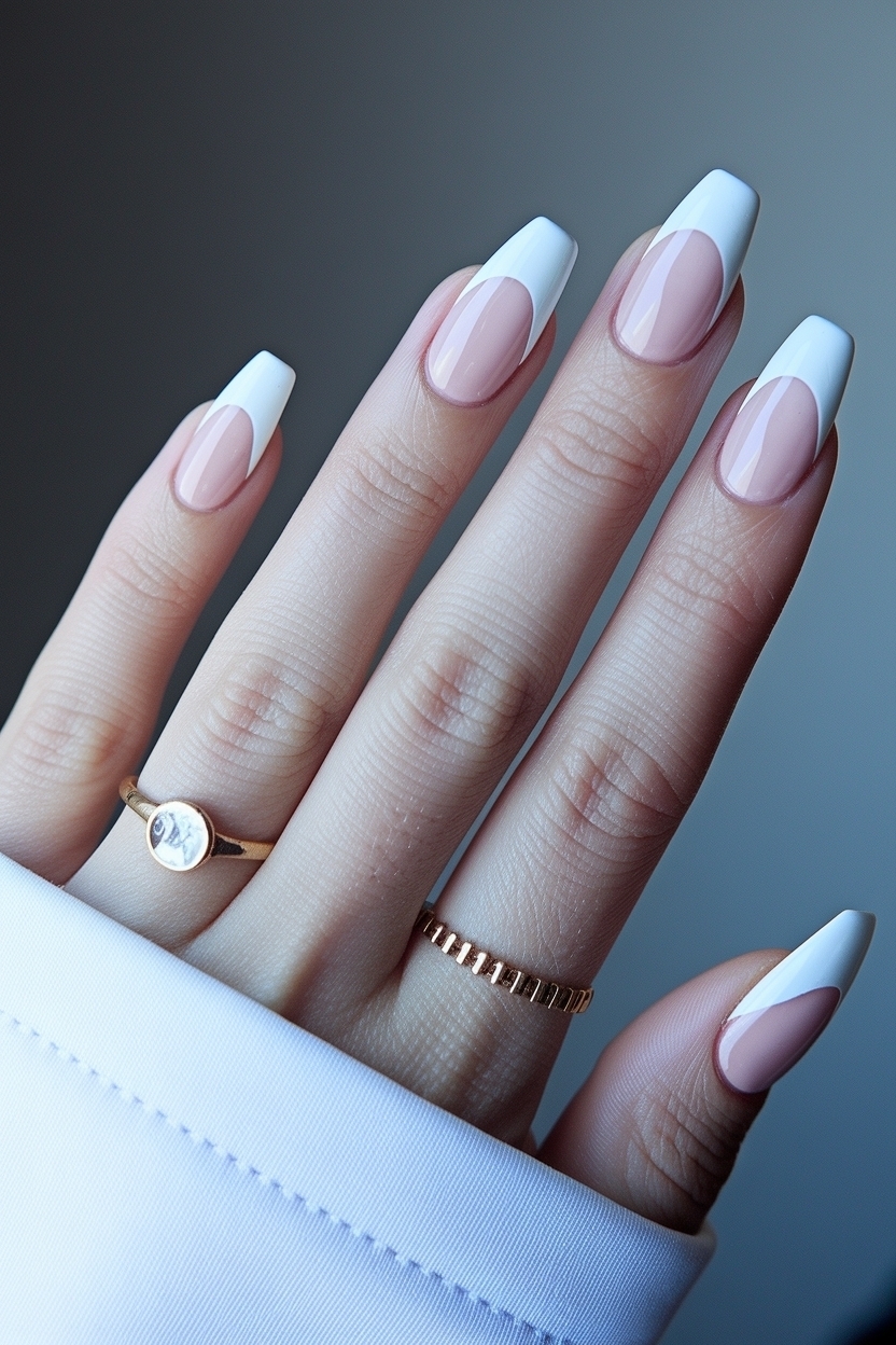 White on White French Tip Nails: Subtle Elegance Redefined outfit idea