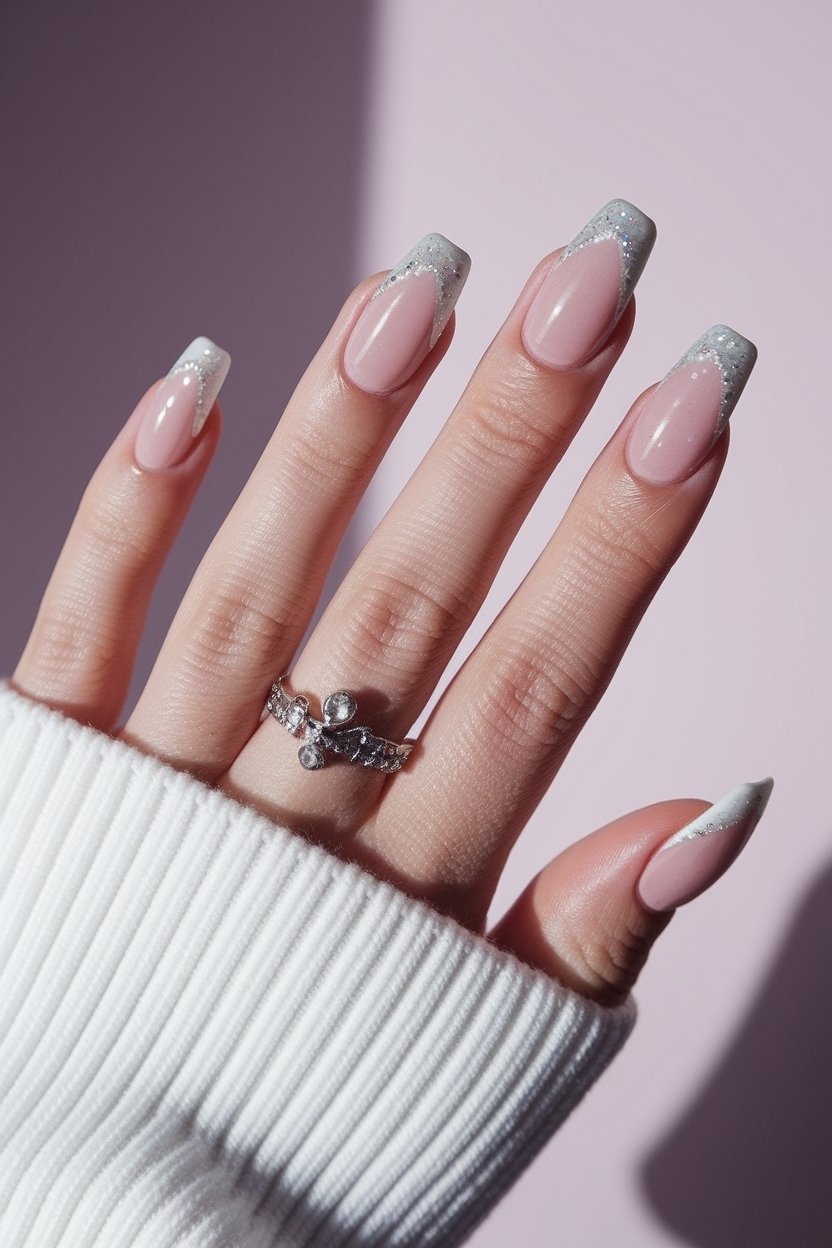 White Sparkle French Tip Nails: Add Glam to Your Look outfit idea