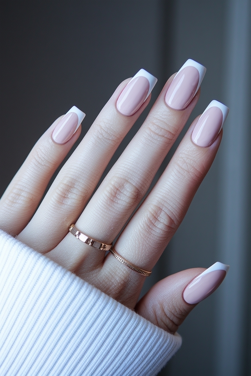 Classic White Square French Tip Nails for Timeless Beauty outfit idea